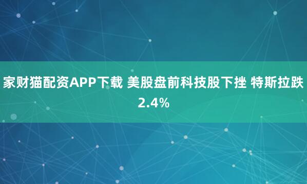 家财猫配资APP下载 美股盘前科技股下挫 特斯拉跌2.4%