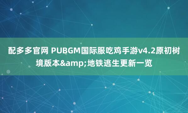 配多多官网 PUBGM国际服吃鸡手游v4.2原初树境版本&地铁逃生更新一览
